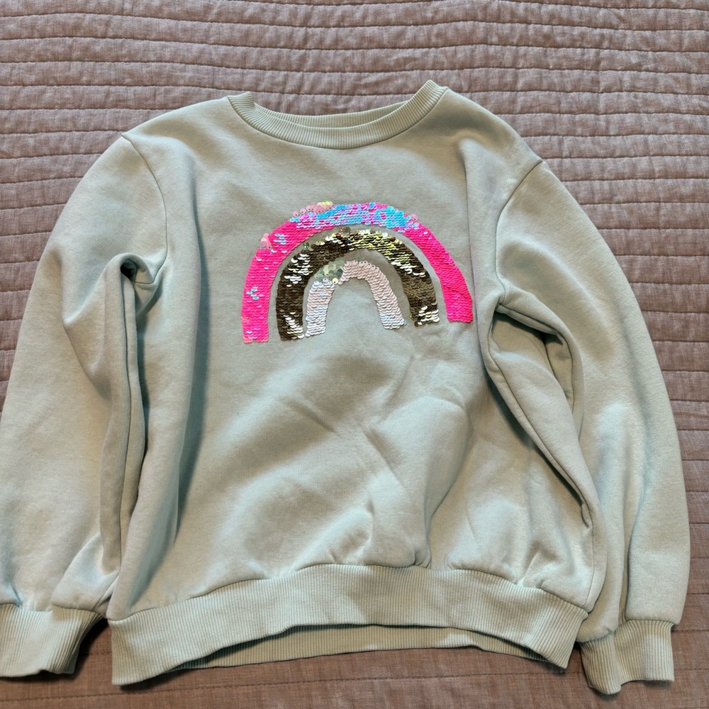 NWOT H&M Mint Green Flip Sequin Rainbow Sweatshirt